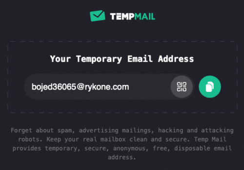 Temp Mail home page