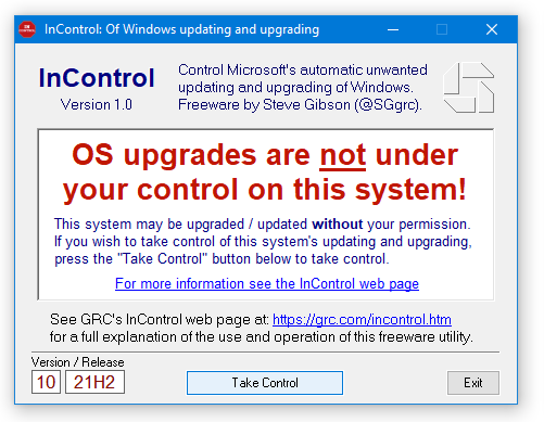 InControl software by Steve Gibson