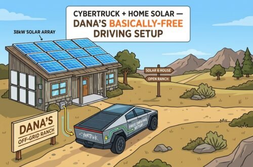 Cybertruck + Home Solar — Dana's Basically-Free Driving Setup