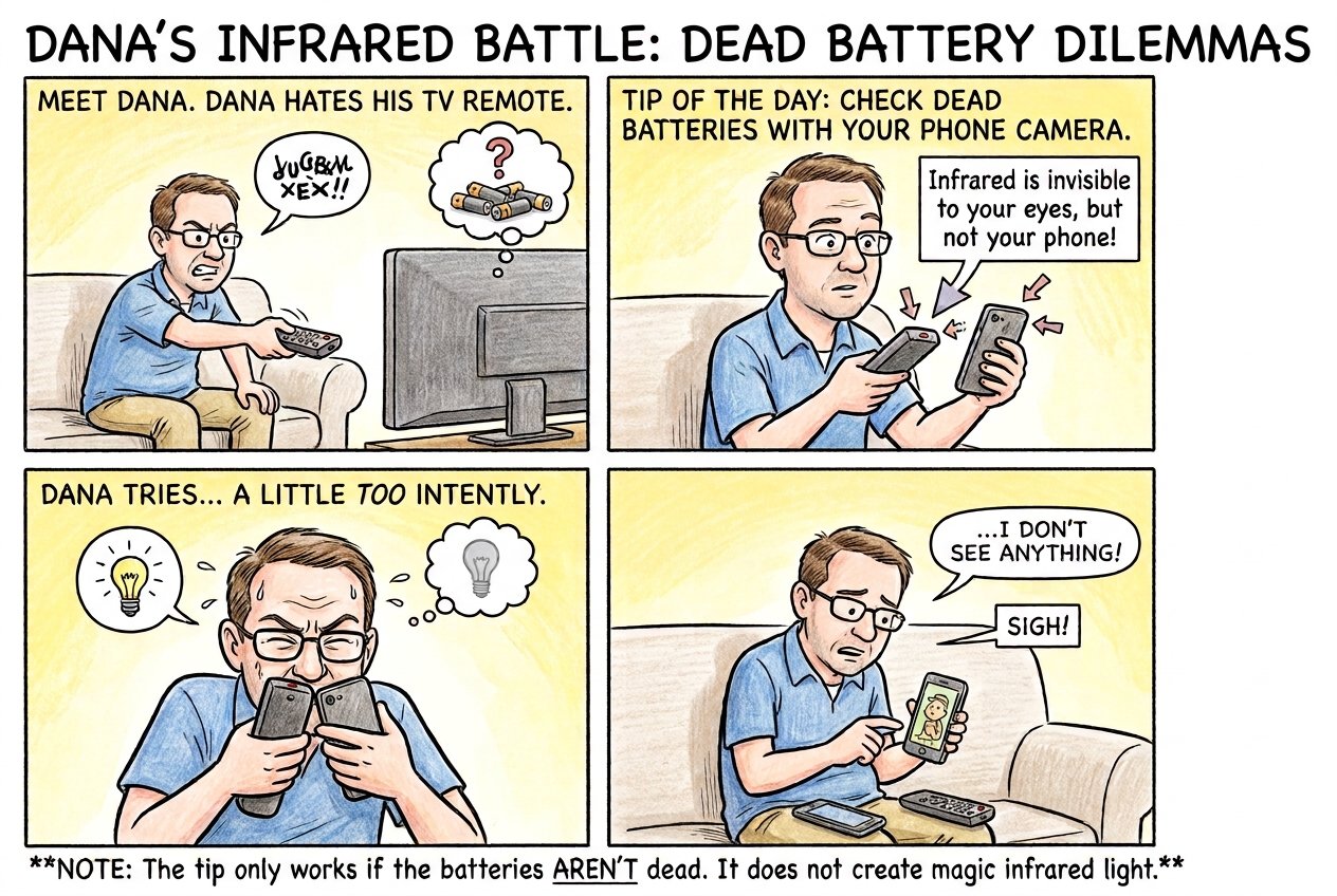 Phone-Camera Trick to Check Dead Remote-Control Batteries